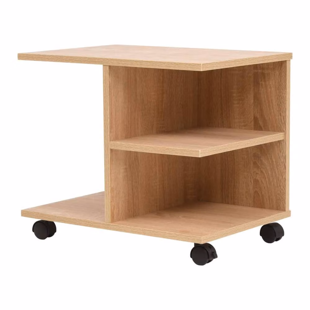 Berkfield Home Rolling Oak Shelf in Light Brown, W/D/H: 50 x 35 x 42 cm – 2