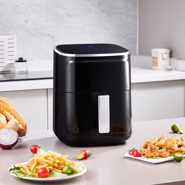 Livingandhome Tilted Top Air Fryer with Smart Touchscreen, Black