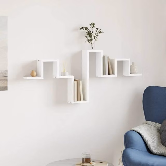 Berkfield Home White Wall Shelf, W: 104.5 cm, D: 10 cm, H: 43 cm