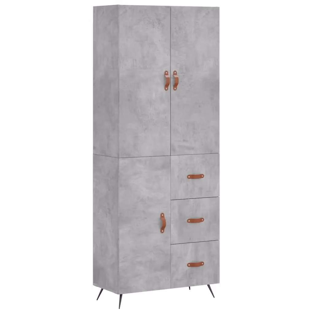 Berkfield Home Highboard in Concrete Grey, W/D/H: 69.5 x 34 x 180 cm – 2