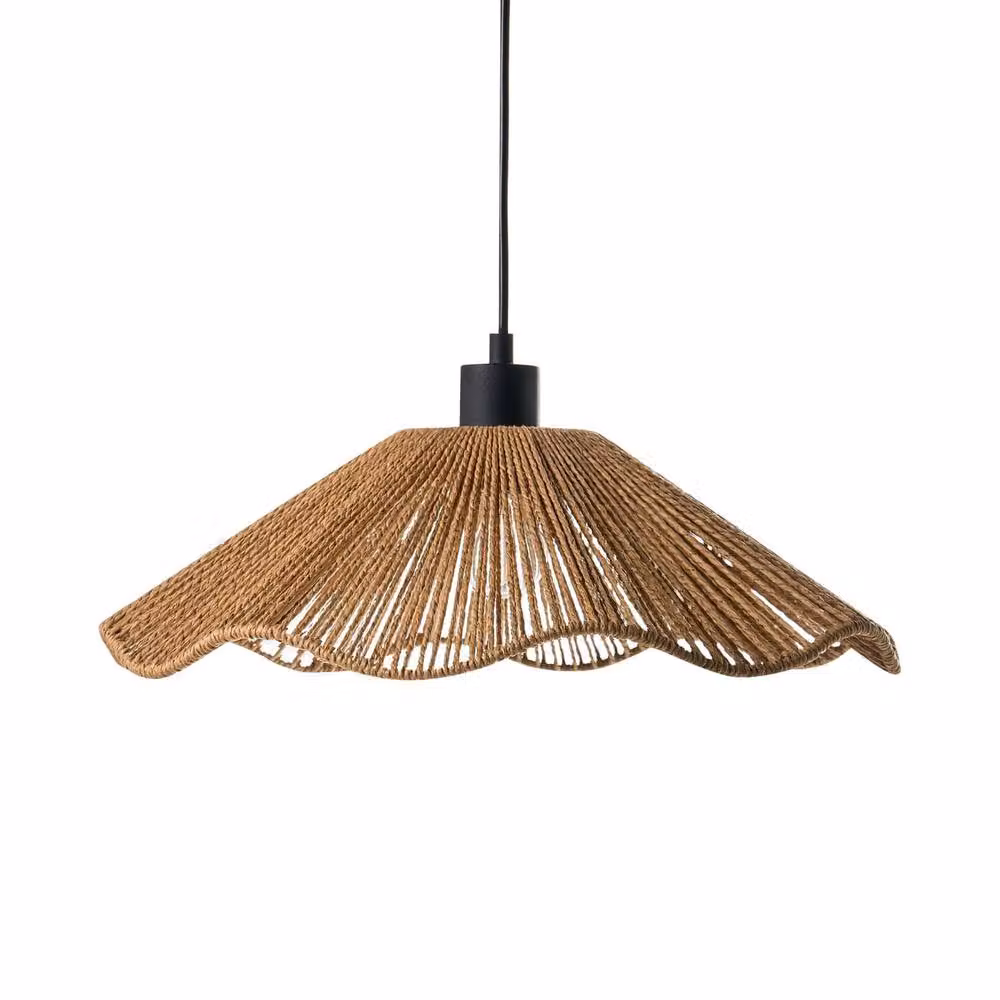 Wyld and Coco Natural Handmade Paper Pendant Lamp in Beige and Brown – 2