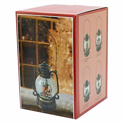 Shatchi Musical LED Water Filled Swirling Glitter Lantern Christmas Nativity Decoration in Brown – 3