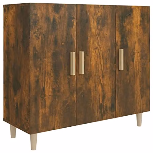 vidaXL Smoked Oak Sideboard in Brown, W/D/H: 90 x 34 x 80 cm