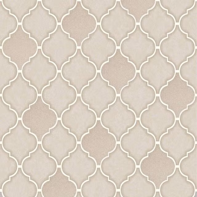 Holden Decor Retro Trellis Tile Ogee Geometric Vinyl Wallpaper in Beige
