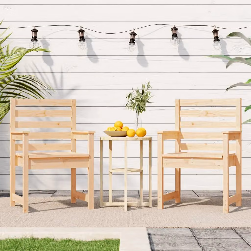 Berkfield Home Set of 2 Rustic Brown Solid Pine Garden Chairs with Armrests W/D/H: 60 x 48 x 91 cm – 2