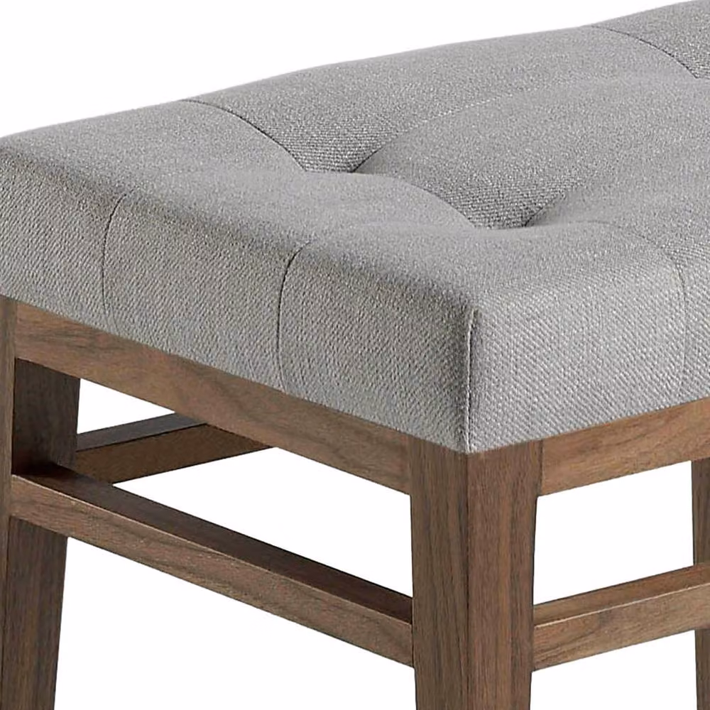 Angel Cerda Grey Fabric Stool with Walnut Legs – 3