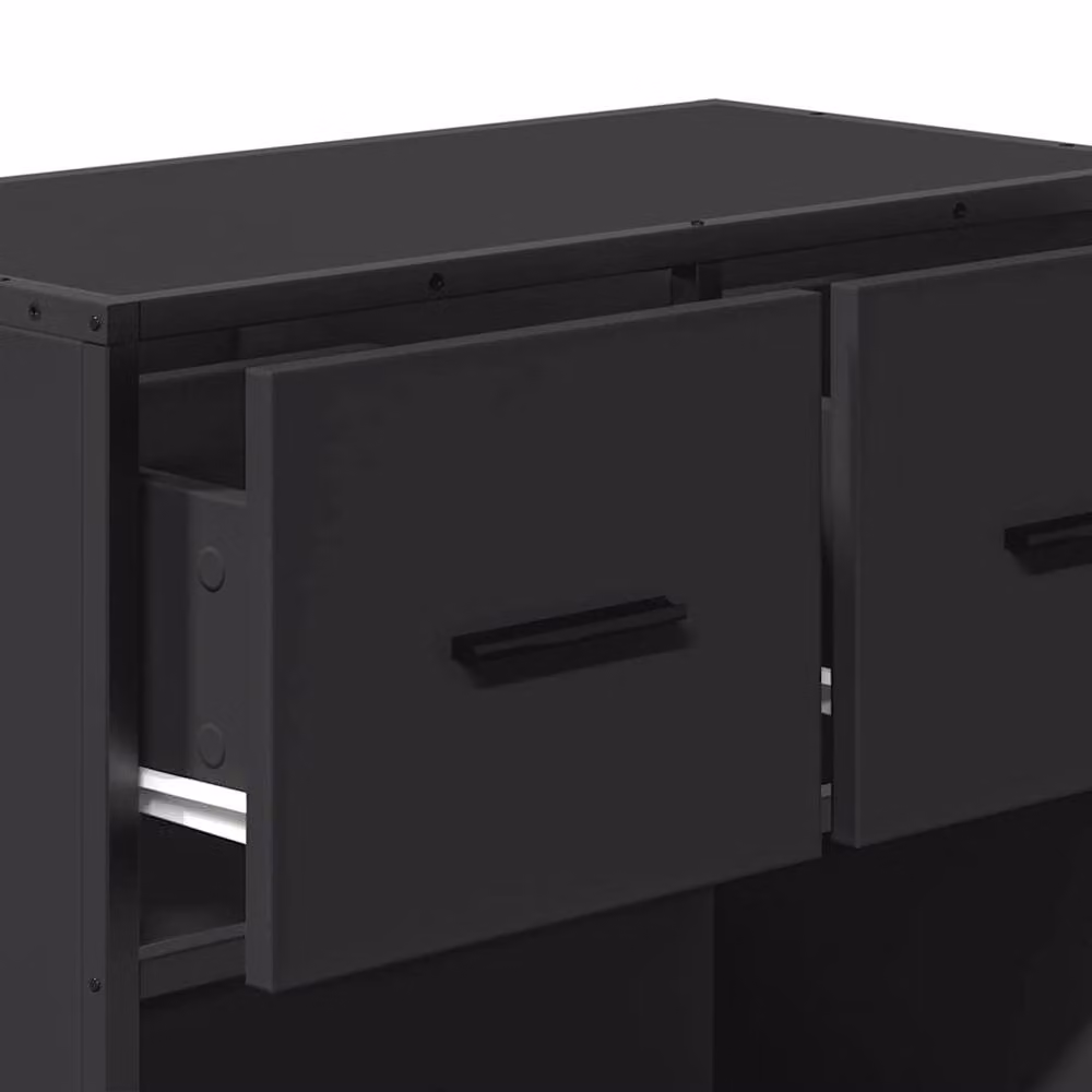 Berkfield Home Elegant Black Bedside Cabinet in Engineered Wood and Metal, W/D/H: 60 x 31 x 60 cm – 5