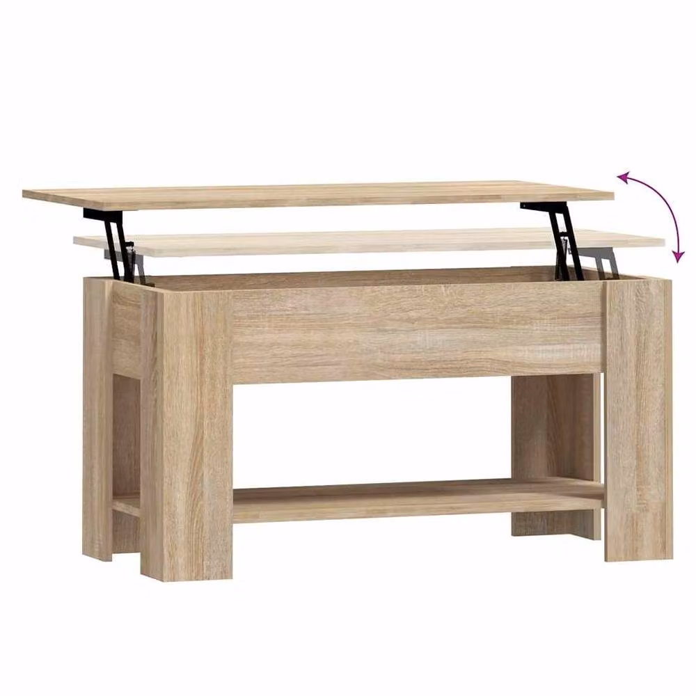 Berkfield Home Modern Sonoma Oak Coffee Table in Beige, W/D/H: 101 x 49 x 52 cm – 3