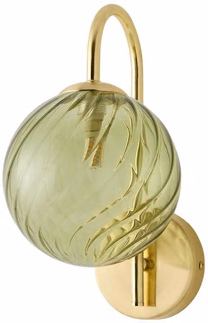 ValueLights Sydney Glass Swirl Shade Metal Wall Light in Brushed Gold