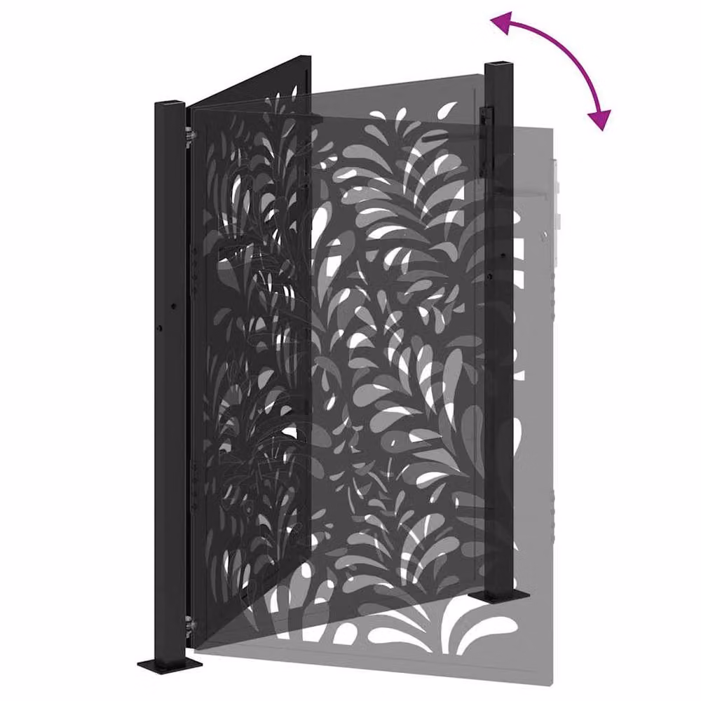 Berkfield Home Black Steel Wave Design Garden Gate W: 105 cm, H: 130 cm – 6