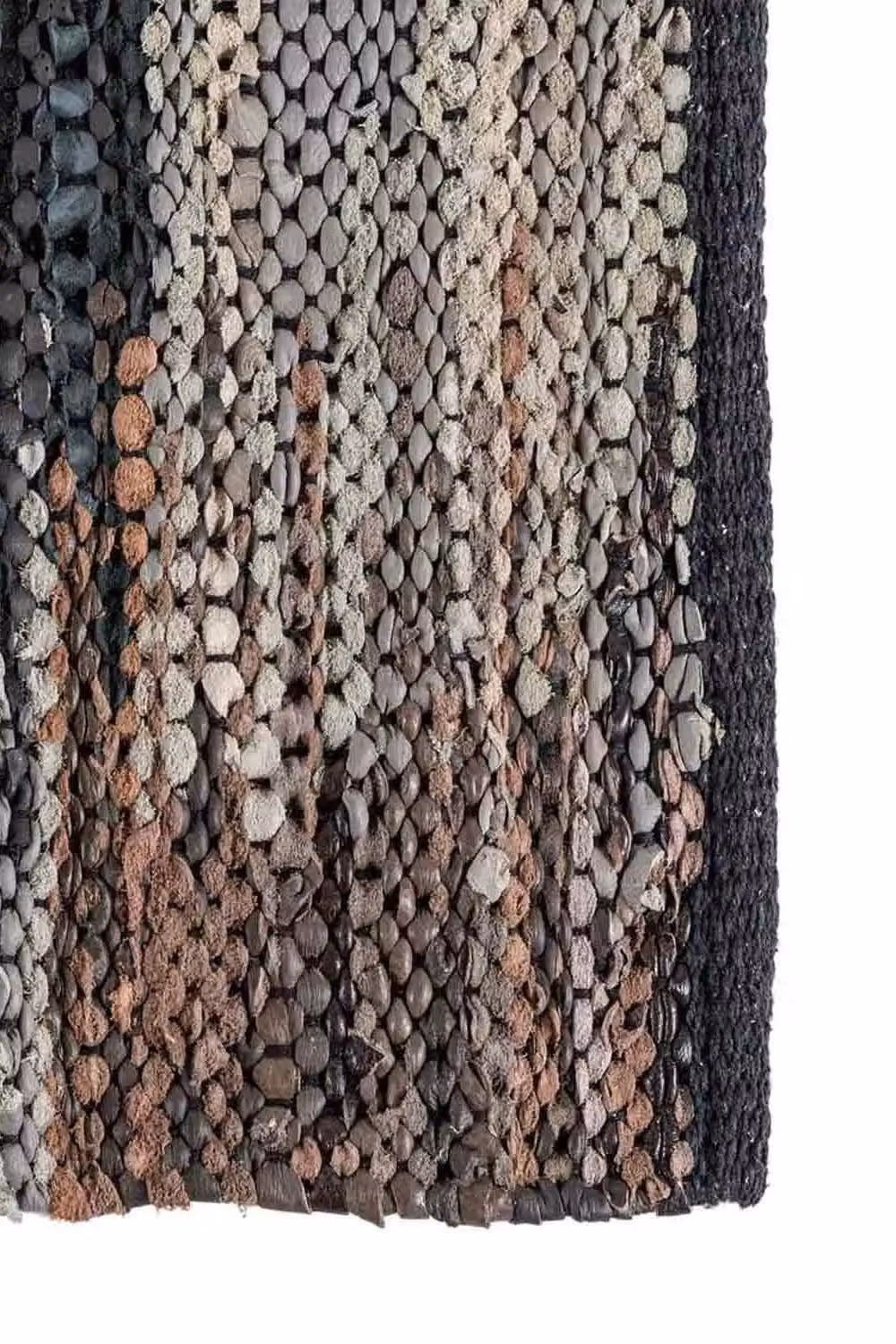 Homescapes Handwoven Patchwork Real Leather Hall Runner in Black, Grey and Brown, W/D/H: 66 x 200 cm – 3