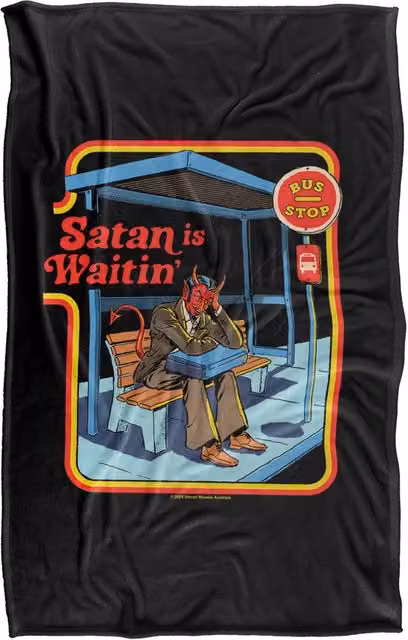 Steven Rhodes Satan Is Waitin Super Soft Fleece Throw Blanket, Multicolour, W/D: 152 x 127 cm – 1