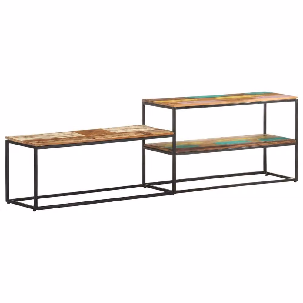 Berkfield Home Industrial TV Cabinet in Brown Solid Reclaimed Wood and Metal, W/D/H: 180 x 30 x 50 cm