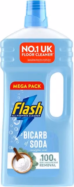 Flash All Purpose Liquid Floor Cleaner Bicarbonate Soda and Eucalyptus Blue