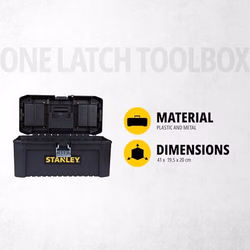 Stanley Basic Toolbox with Organiser Top and Inserts, Black, W: 50.0 cm, D: 40.6 cm, H: 19.5 cm – 2