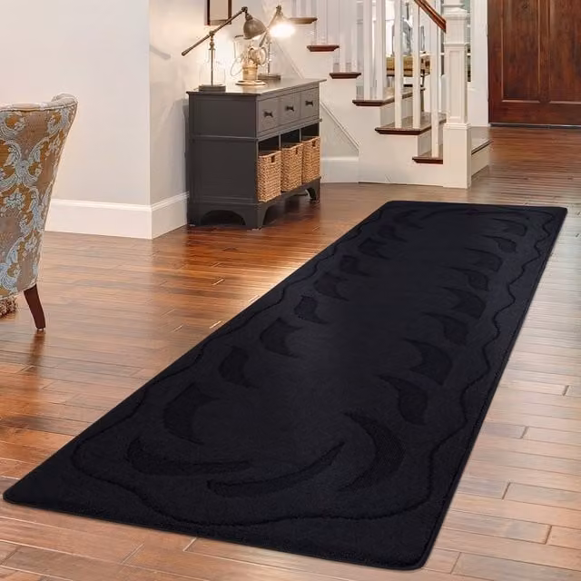 Smart Living Non Slip Striped Gel Mat in Black, W: 80 cm, L: 150 cm