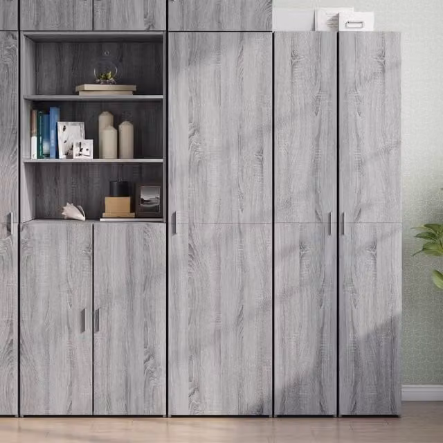 Berkfield Home Grey Sonoma Modern Highboard in MDF, W/D/H: 50 x 42.5 x 185 cm