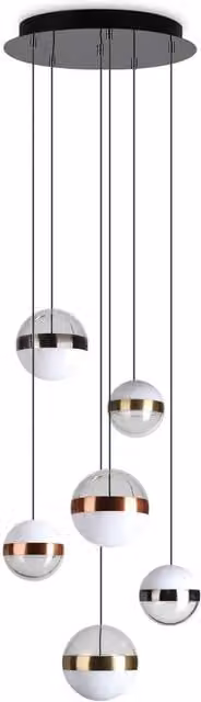 Ideal Lux Galaxy 6 Light Integrated LED Cluster Pendant Ceiling Light in Black