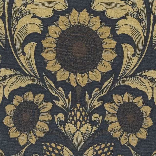 House Llewelyn-Bowen Sunny Side Up Printed Cotton Fabric in Midnight