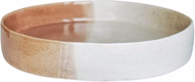 Ivyline Bowen Dipped Ceramic Candle Plate, Brown & White, D29cm, H5cm – 1
