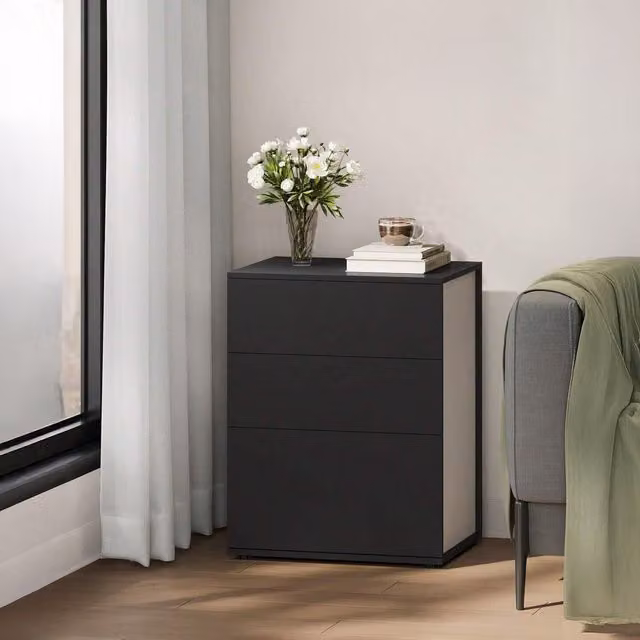 VASAGLE Modern Toolless Assembly Nightstand in Black