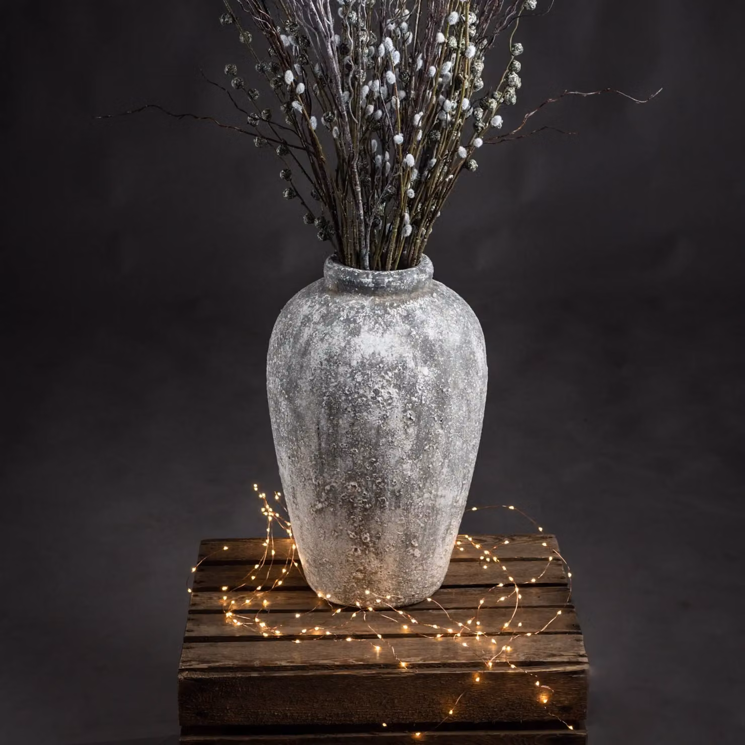 Love Lace Aged Stone Tall Ceramic Vase in Beige Sand Grey, H 45.0 cm x W 28.0 cm x D 28.0 cm – 3