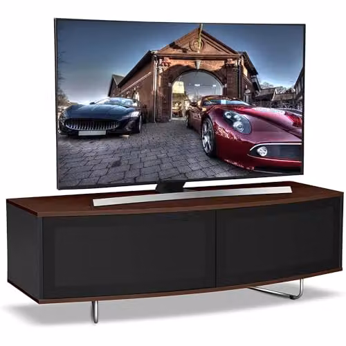 Centurion Supports Caru Gloss Black and Walnut D-Shape TV Cabinet W/D/H: 120 x 50 x 43 cm