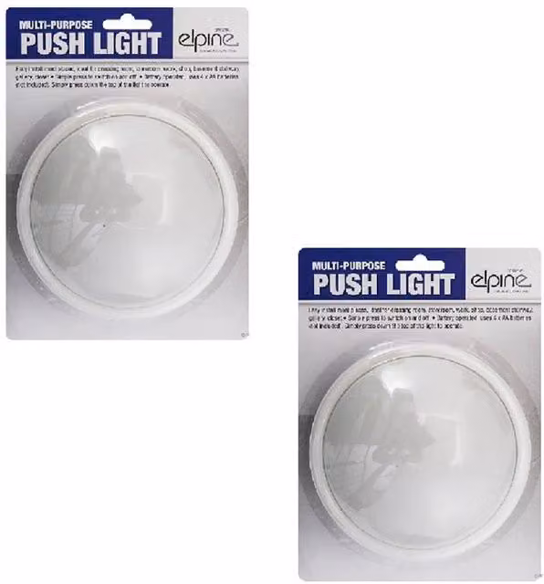 BARGAINS-GALORE Set of 2 White LED Multipurpose Push Lights for Under-Cabinet, Stairs and Hallway Use