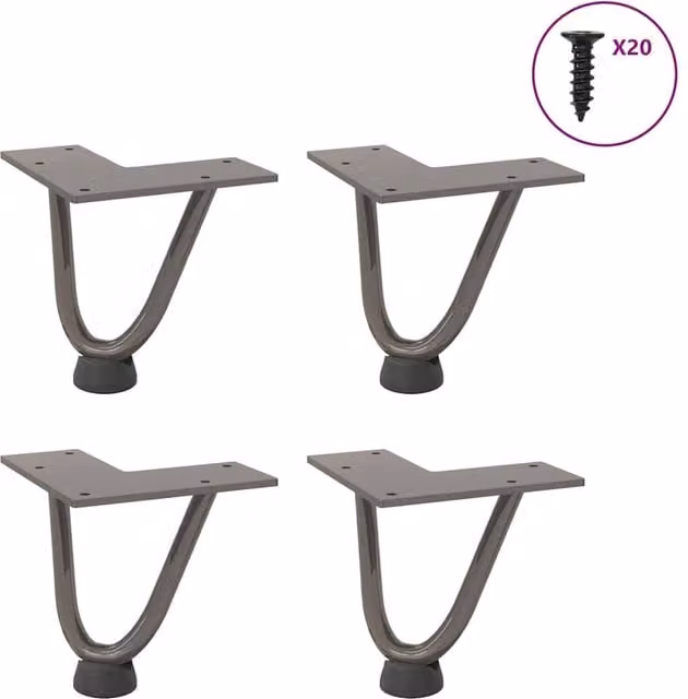 Berkfield Home Set of 4 Brown Steel Hairpin Table Legs, Height: 10 cm – 1