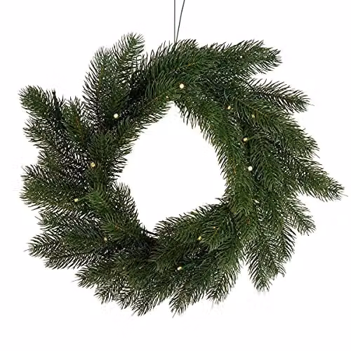 Charles Bentley Pre-Lit Artificial Nordic Spruce Christmas Wreath in Green, Width: 30 cm – 1