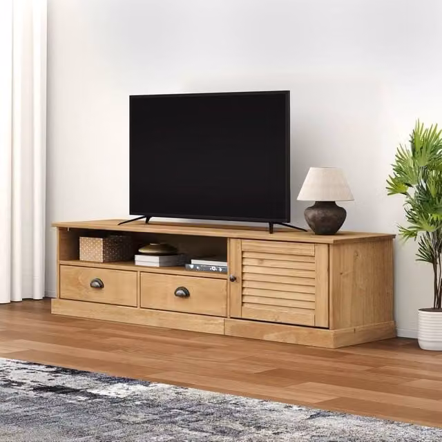 Berkfield Home VIGO TV Cabinet in Brown Solid Pine Wood W/D/H: 156 x 40 x 40 cm – 1
