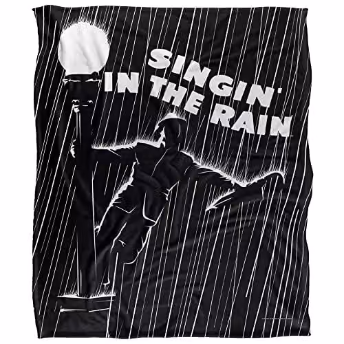 WB 100 Singing In The Rain Silky Touch Super Soft Fleece Throw Blanket, White, W/D: 152 x 127 cm