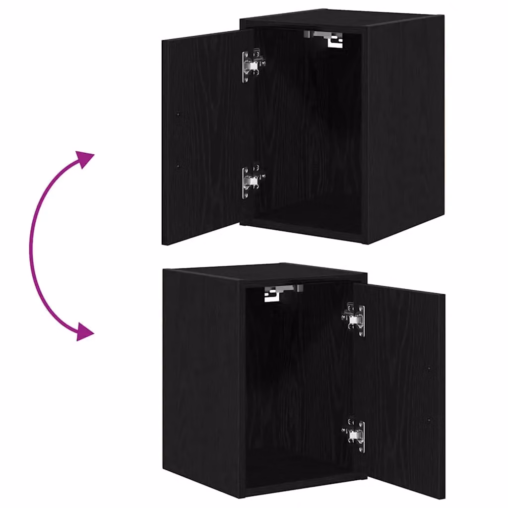Berkfield Home Set of 2 Black Matt Wall Mounted Garage and Workshop Cabinets in Engineered Wood – 7