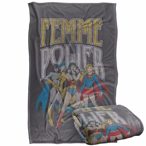 Warner Bros. Wonder Woman Femme Power Super Soft Silky Touch Fleece Throw Blanket, Multicolour