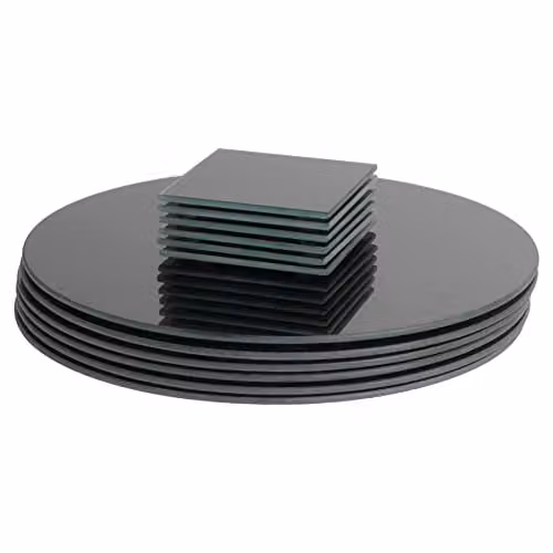 Harbour Housewares 12pc Black Glass Placemats and Coasters Set, Diameter: 30 cm – 1
