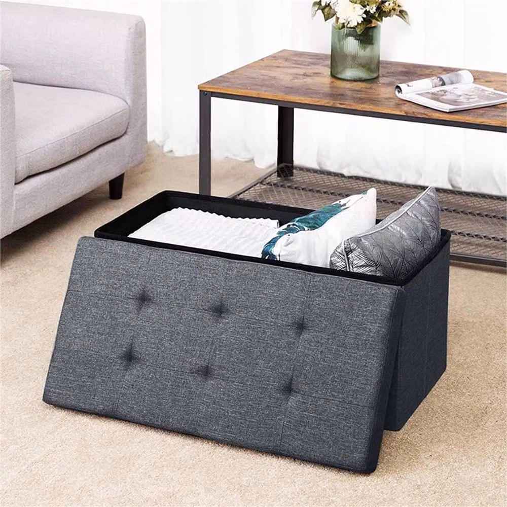 PAWNORA Extra Large Ottoman Storage Seat in Dark Grey, W: 76 cm, D: 38 cm, H: 38 cm – 3