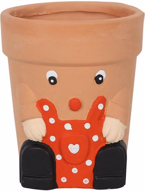Kingsbury Gifts Green Dotted Ceramic Terracotta Character Tabletop Plant Pot