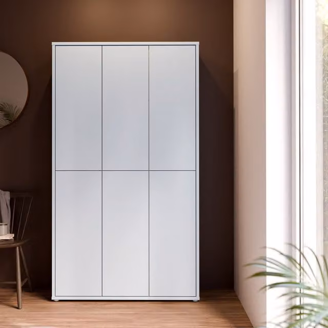 Furniture To Go Alice Springs Shoe Cabinet with 6 Push-Open Doors in Artisan Oak and Light Grey