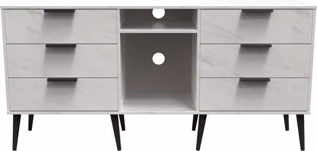 Ready Assembled 2 U Fuji 6 Drawer Sideboard in Off-White – 1