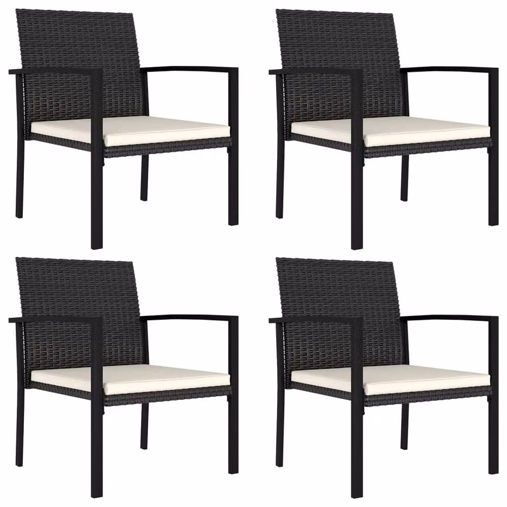 Berkfield Home Set of 4 Modern Black Poly Rattan and Steel Garden Dining Chairs – 2