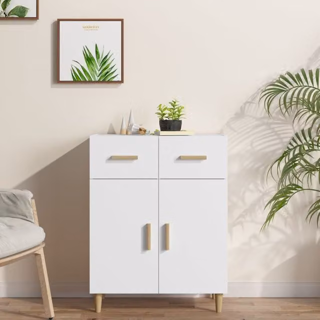 Berkfield Home Classic White Matt Sideboard in MDF, W/D/H: 69.5 x 34 x 89 cm – 1