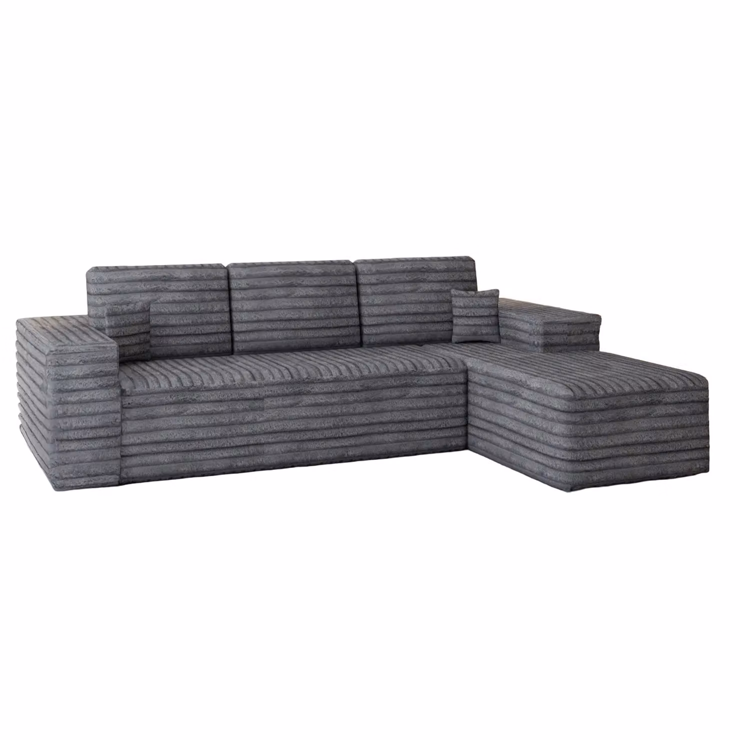 Sliding Wardrobes 4U Smart Right Corner Sofa in Grey with Fabric Upholstery and Scatter Cushions – 5