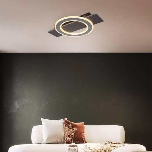 Netlighting Jayden LED Semi Flush Ceiling Light in Grey Anthracite with Warm White Light – 3