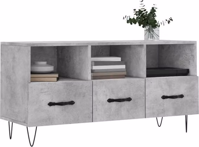 Berkfield Home Industrial TV Cabinet in Concrete Grey, W/D/H: 102 x 36 x 50 cm