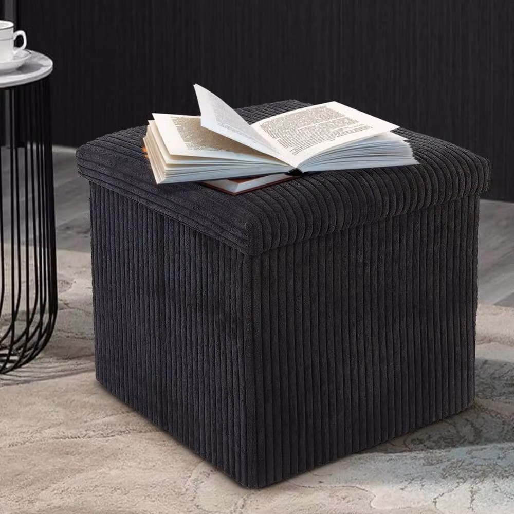 PAWNORA Black Folding Ottoman Box Cube – 2