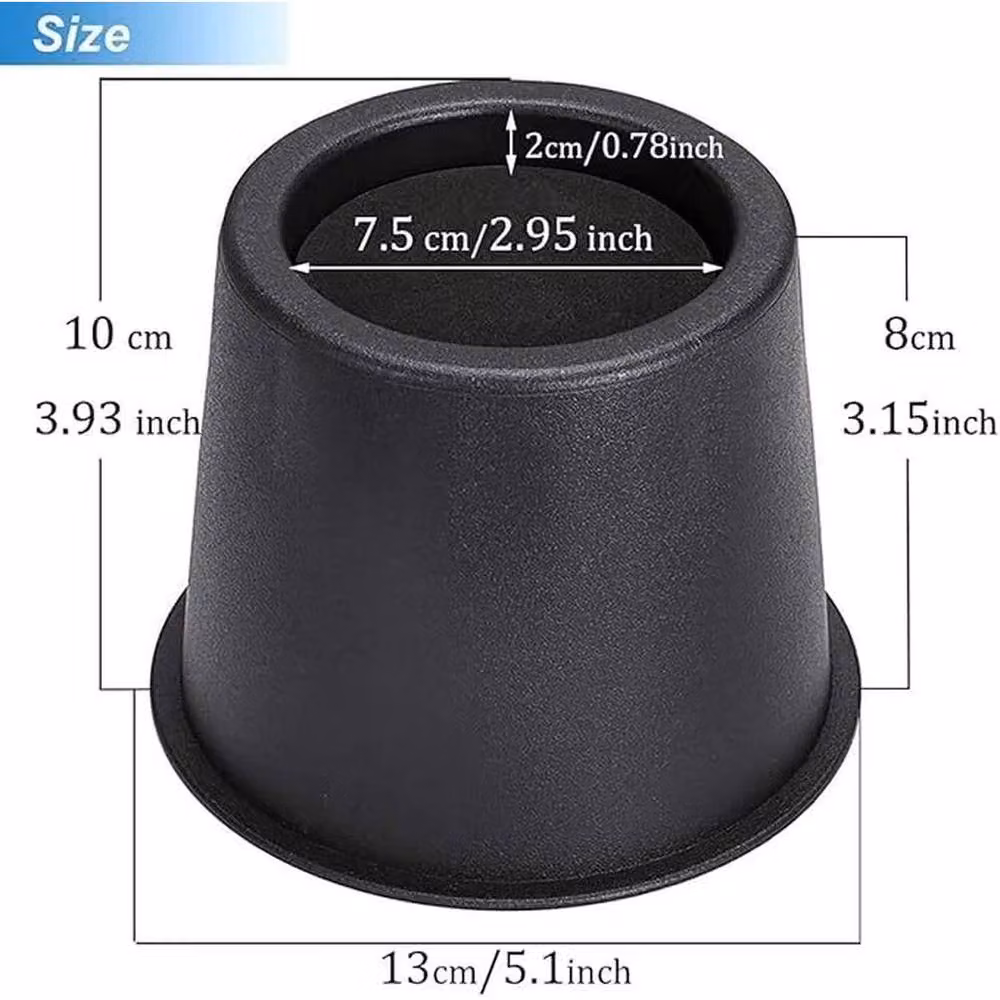 EONLION 8-Piece Black Plastic Bed and Chair Risers for Furniture Height Adjustment – 2