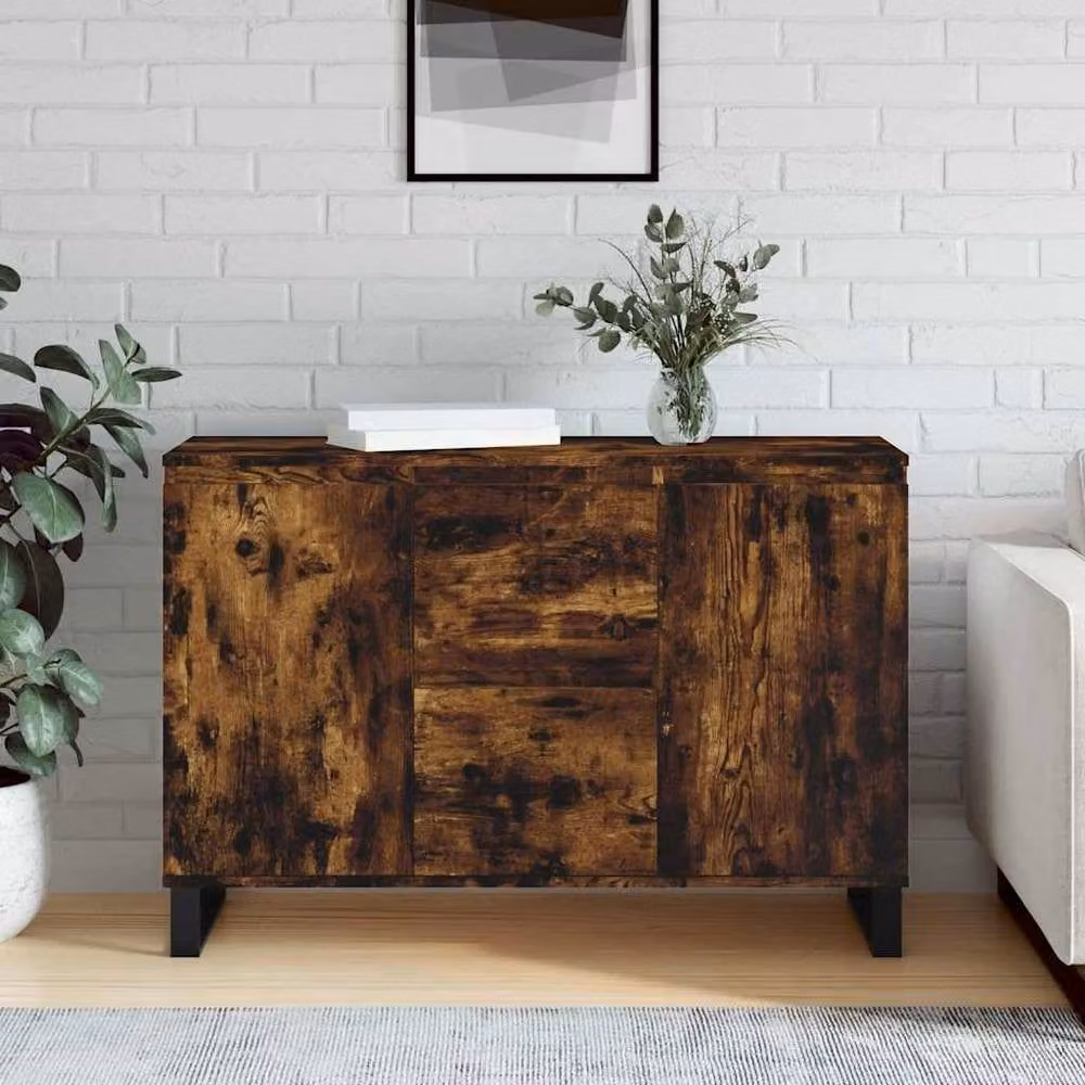 Berkfield Home Smoked Oak Sideboard in Brown, W/D/H: 104 x 35 x 70 cm – 2