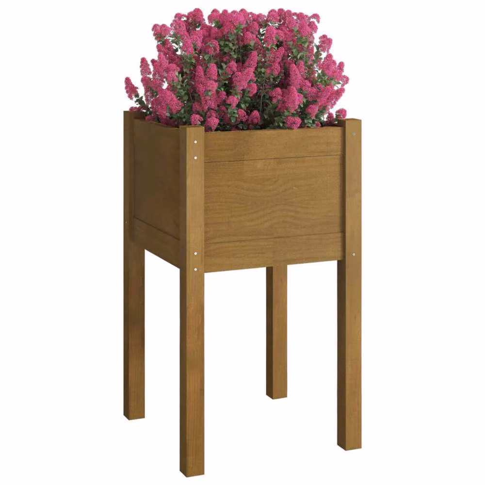 Berkfield Wooden Raised Bed Garden Planter in Brown, W/D/H: 40 x 40 x 70 cm – 3