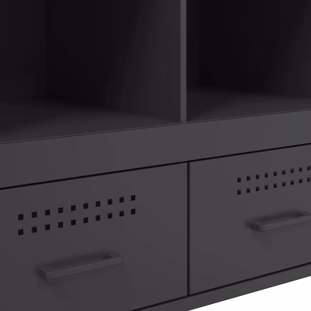 Berkfield Home Black Matt Steel Highboard with Roll Shutter and Internal Drawers, W/D/H: 68 x 39 x 101.5 cm – 5