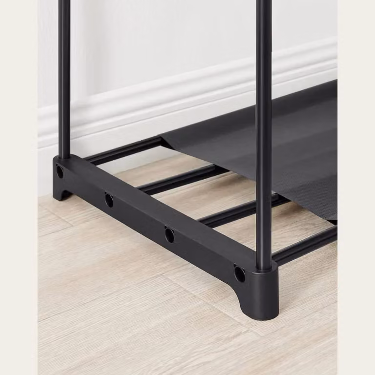 FORGEVIO Industrial Metal Open Wardrobe Clothes Rail Bedroom Storage Unit in Matt Black, W/D/H: 182 x 43 x 43 cm